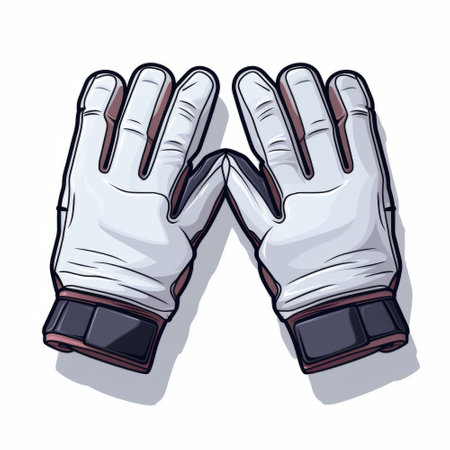 Vector illustration of a pair of white gloves on a white background.の素材