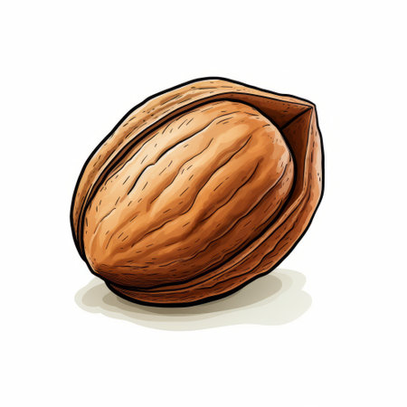 Whole walnut. Vector illustration of a nut on a white background.の素材