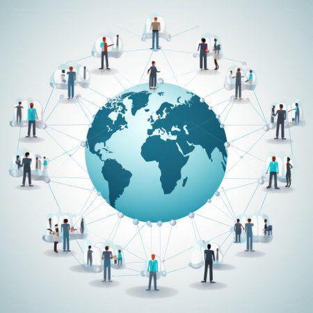 Global communication concept. Business people around the world. Vector illustration.の素材
