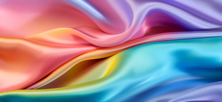 abstract background of colored silk or satin with waves and foldsの素材