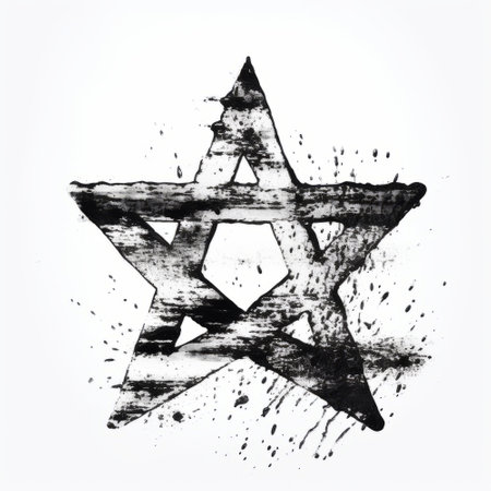 Star of David. Black and white grunge background. Vector illustration.の素材