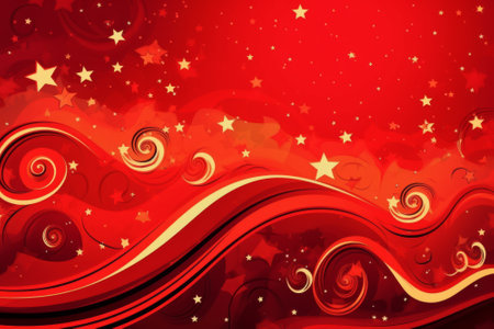Abstract red background with stars and swirls. Vector illustration for your design.の素材