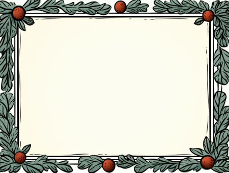 Illustration of a Christmas frame with berries on a white background.の素材