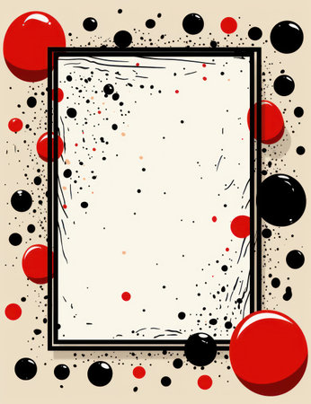 Abstract vector background with black and red circles and place for your textの素材
