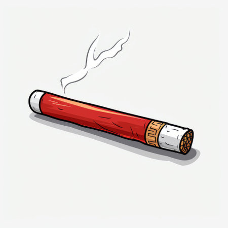 Cigarette icon on white background. Vector illustration of a smoking cigarette.の素材