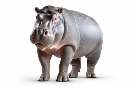 Hippopotamus isolated on white background. 3D illustration.の素材