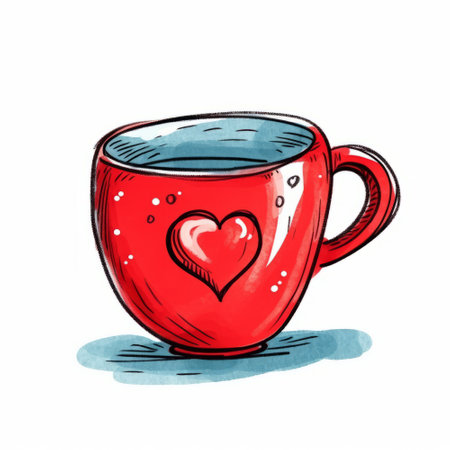 Cup of tea with heart on a white background. Vector illustration.の素材