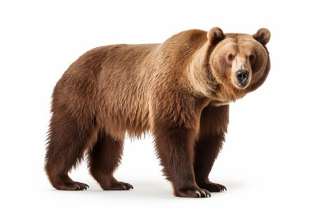 Brown bear isolated on a white background. 3d rendering, 3d illustration.の素材