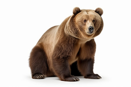 Brown bear isolated on a white background. Studio shot of a brown bear.の素材