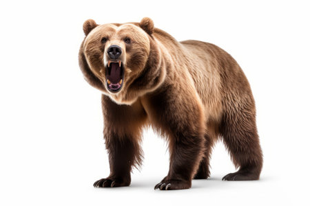 Brown bear isolated on a white background. Studio shot of a brown bear.の素材