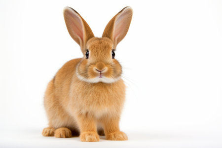 Cute brown rabbit isolated on a white background. easter bunnyの素材