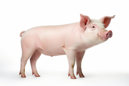 Pig who is represented on a white background in a photo studioの素材