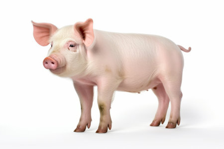 Pig who is represented on a white background in a photo studioの素材