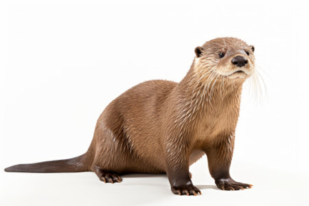 Otter isolated on white background. Close-up image.の素材