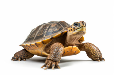 African spurred tortoise, Testudo sulcata, isolated on white backgroundの素材
