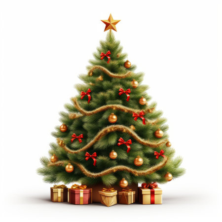 Christmas tree with gifts isolated on white background. Eps 10 vector file.の素材