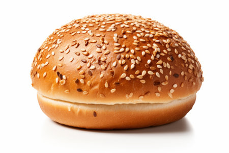 Bun with sesame seeds on a white background. isolatedの素材