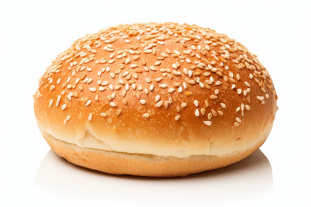 Bun with sesame seeds on a white background. isolatedの素材