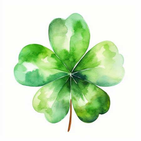 Watercolor four leaf clover. St.Patrick's Dayの素材