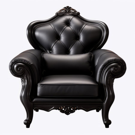 Luxury black leather armchair isolated on white background. 3d renderingの素材
