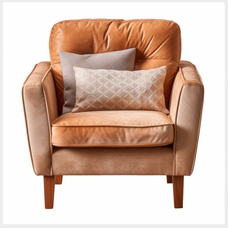 Armchair with pillows isolated on white background. 3d renderingの素材