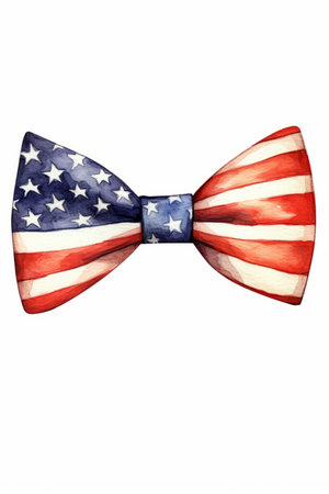 Illustration of a bow tie with an American flag on white backgroundの素材