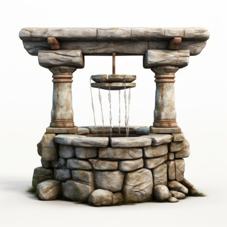 3d rendering of a water well on a white background with shadowの素材