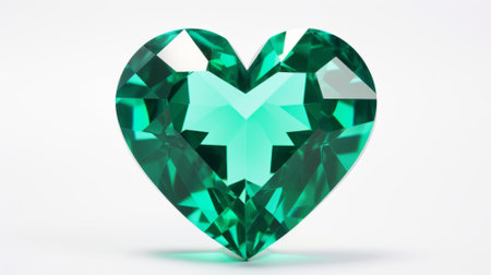 Emerald heart isolated on white background. 3d rendering illustration.の素材
