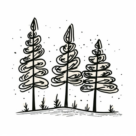 pine tree Hand drawn vector illustration isolated on white background.の素材
