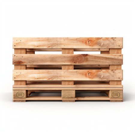 Wooden pallet isolated on white background. 3D illustration.の素材