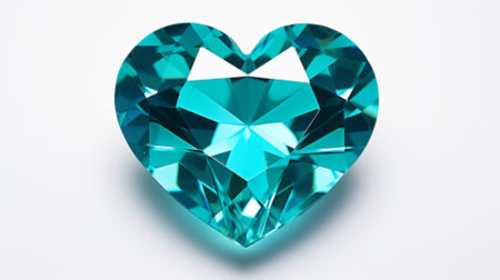 Blue diamond heart isolated on white background, 3d render illustration.の素材