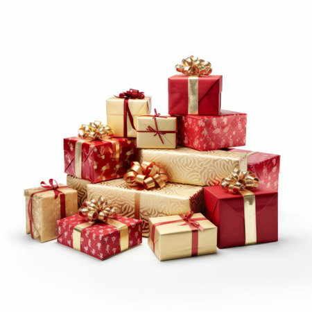Gift boxes isolated on a white background. 3d rendering.の素材