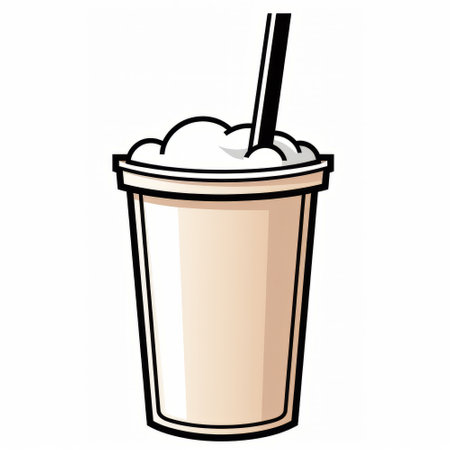 Coffee cup with straw on white background. Vector illustration.の素材