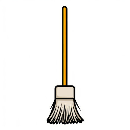 Illustration of a broom on a white background. Vector illustration.の素材