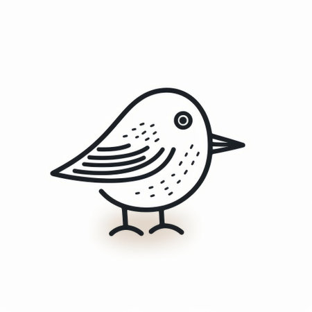 cute bird doodle icon, vector illustration, eps10の素材