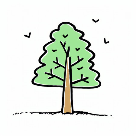 tree on white background, doodle style, hand drawn illustrationの素材