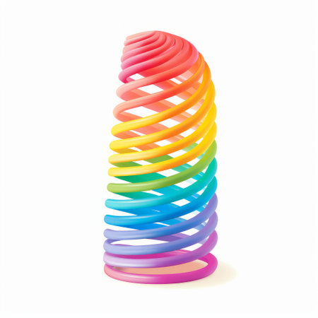 Colorful twisted spiral on a white background. 3d rendering.の素材