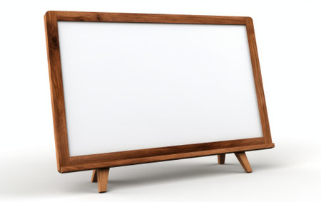 3d rendering of a wooden menu board isolated on white background.の素材