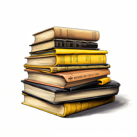 Pile of books isolated on white background. 3D illustration.の素材