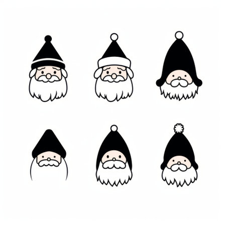 Set of Christmas gnomes. Isolated on white background. Vector illustration.の素材