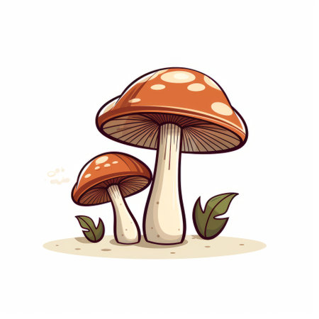 Mushroom on the ground. Vector illustration in cartoon style.の素材
