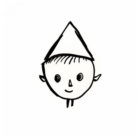 Vector hand drawn doodle of a little boy with a capの素材