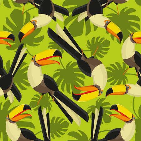 Tropical bird vector seamless patternのイラスト素材