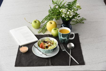 salad on the bowlの写真素材