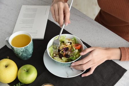 salad on the bowlの写真素材
