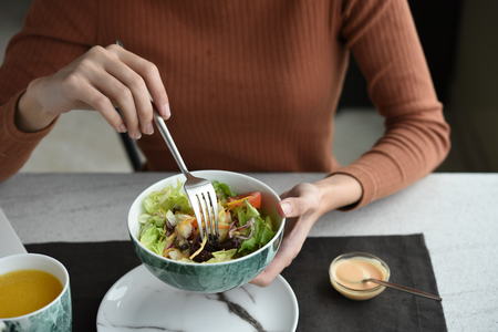 salad on the bowlの写真素材