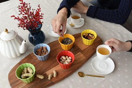 dessert on the tableの写真素材