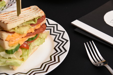sandwich on the plateの写真素材