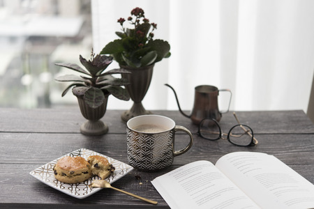 mug on the tableの写真素材