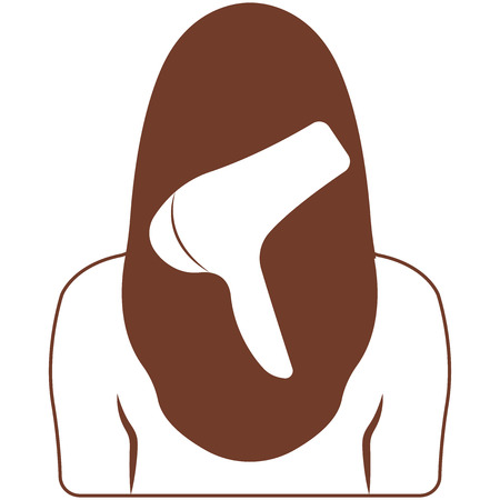 Vector illustration of woman hair with hairdryer on white backgroundのイラスト素材